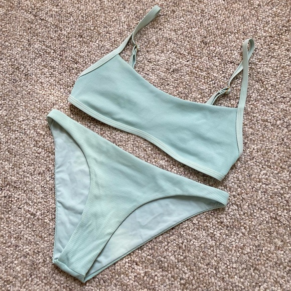 L*SPACE Gemma Ribbed Bikini in Light Turquoise - Small - Picture 4 of 16